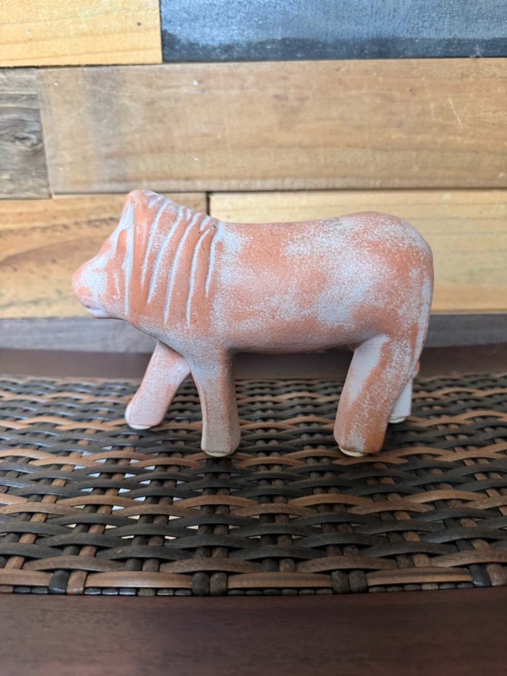Pier 1 African Lion Orange Ceramic Figurine. Terra Cotta pottery.